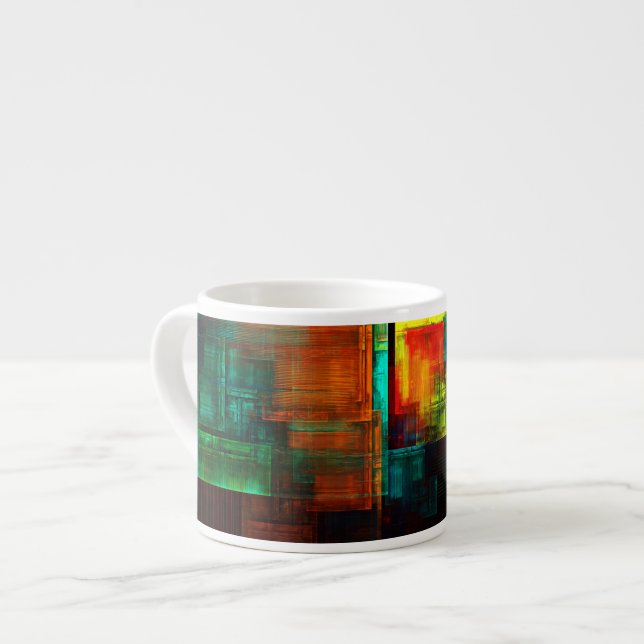 Colourful Squares Modern Abstract Art Pattern #04 Espresso Cup (Front Left)