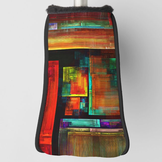 Colourful Squares Modern Abstract Art Pattern #04 Golf Head Cover (Rotate 90)