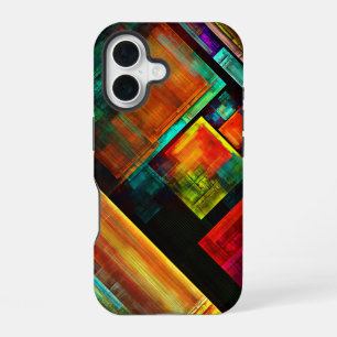 Colourful Squares Modern Abstract Art Pattern #04 iPhone 16 Case