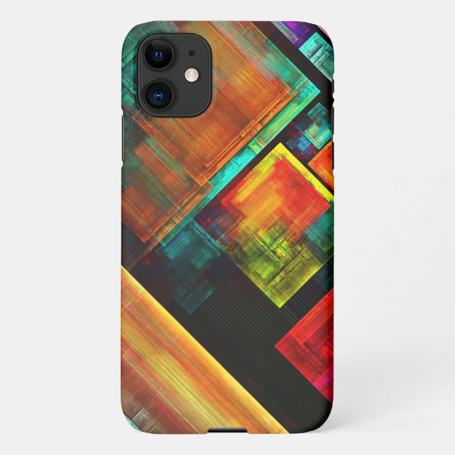 Colourful Squares Modern Abstract Art Pattern #04 iPhone Case (Back)