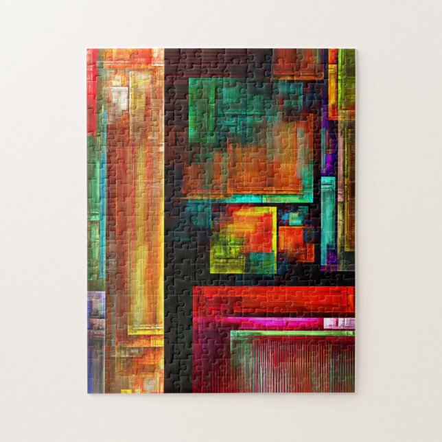 Colourful Squares Modern Abstract Art Pattern #04 Jigsaw Puzzle (Vertical)