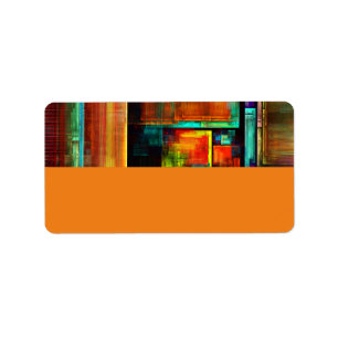 Colourful Squares Modern Abstract Art Pattern #04 Label