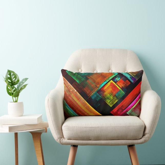 Colourful Squares Modern Abstract Art Pattern #04 Lumbar Cushion (Chair)