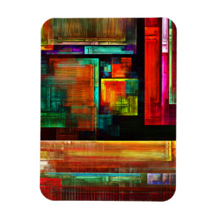 Colourful Squares Modern Abstract Art Pattern #04 Magnet