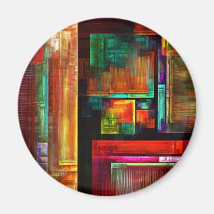 Colourful Squares Modern Abstract Art Pattern #04 Magnet