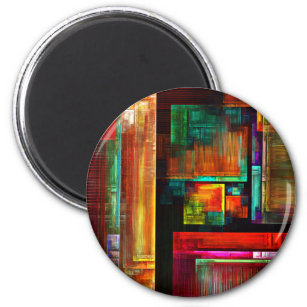 Colourful Squares Modern Abstract Art Pattern #04 Magnet