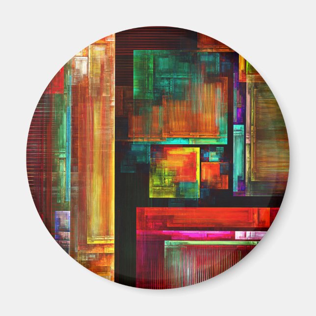 Colourful Squares Modern Abstract Art Pattern #04 Magnet (Front)