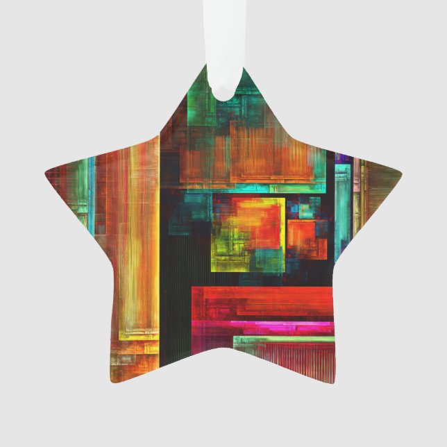 Colourful Squares Modern Abstract Art Pattern #04 Ornament (Front)