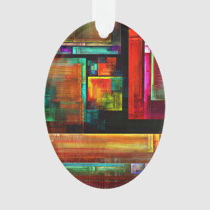 Colourful Squares Modern Abstract Art Pattern #04 Ornament