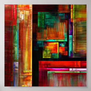 Colourful Squares Modern Abstract Art Pattern #04 Poster