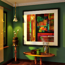 Colourful Squares Modern Abstract Art Pattern #04 Poster
