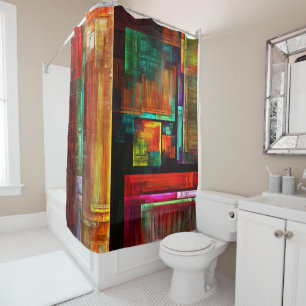 Colourful Squares Modern Abstract Art Pattern #04 Shower Curtain