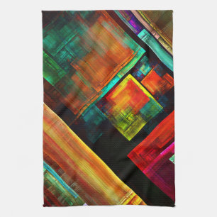 Colourful Squares Modern Abstract Art Pattern #04 Tea Towel