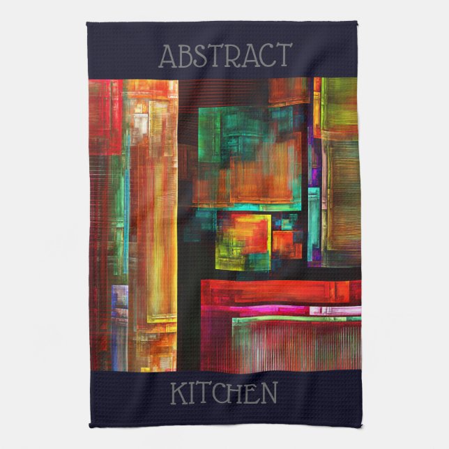 Colourful Squares Modern Abstract Art Pattern #04 Tea Towel (Vertical)
