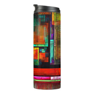Colourful Squares Modern Abstract Art Pattern #04 Thermal Tumbler