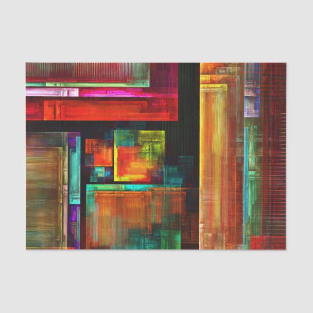 Colourful Squares Modern Abstract Art Pattern #04 Tissue Paper (Front)