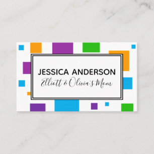 Colourful Squares Mummy Playdate Calling Card