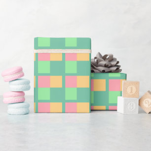Colourful Squares on Pastel Green Wrapping Paper
