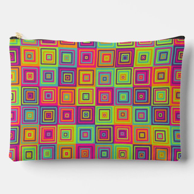 Colourful Squares Pattern Accessory Pouch (Front)