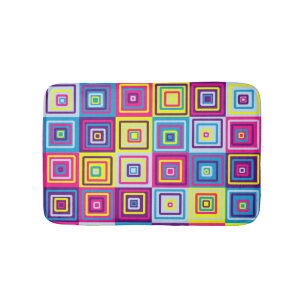 Colourful Squares Pattern Bath Mat