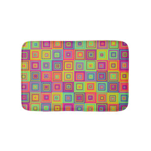 Colourful Squares Pattern Bath Mat