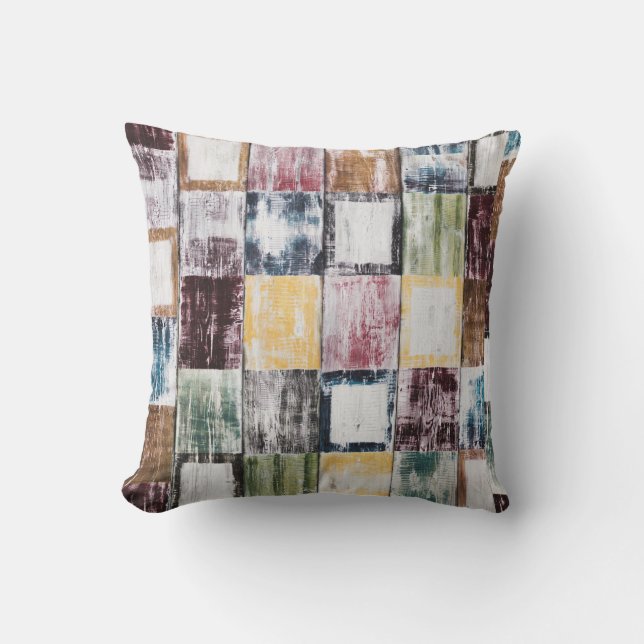 Colourful  squares pattern cushion (Front)