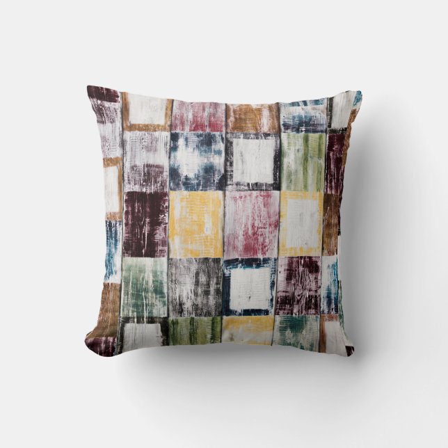 Colourful  squares pattern cushion (Front)