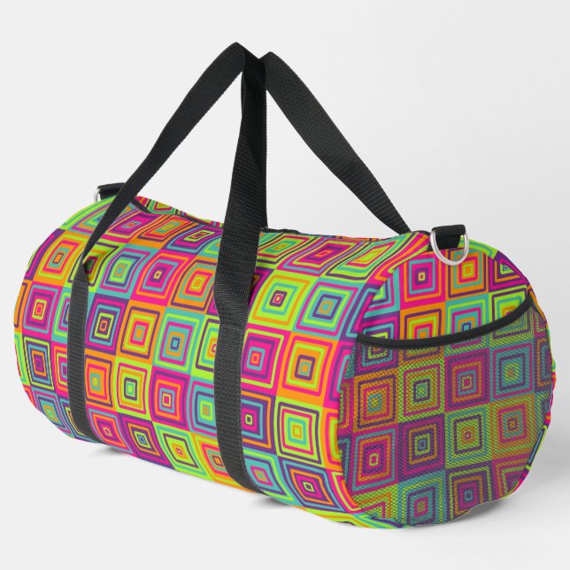 Colourful Squares Pattern Duffle Bag (Right Corner)