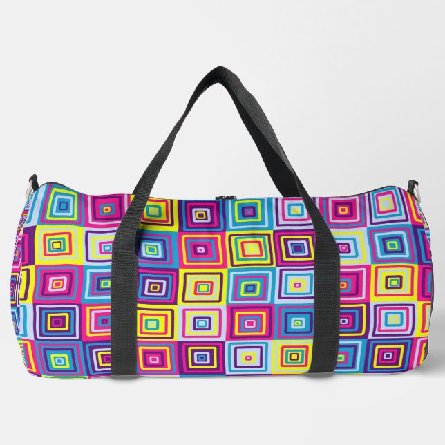 Colourful Squares Pattern Duffle Bag (Front)