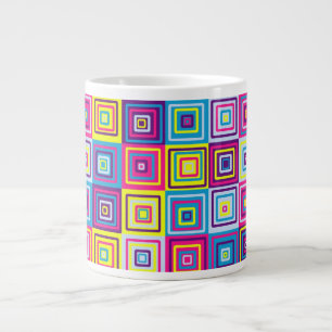 Colourful Squares Pattern Large Coffee Mug