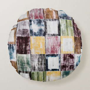 Colourful squares pattern round cushion