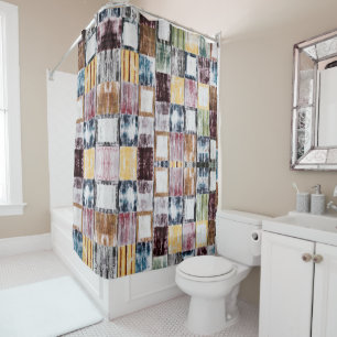 Colourful squares pattern shower curtain