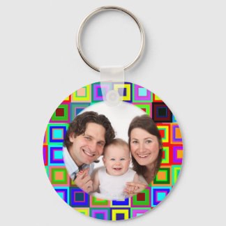 Colourful Squares/Photo Key Ring