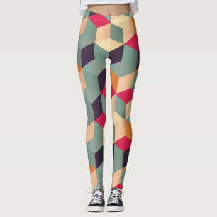 Colourful squares, retro geometric pattern. leggings