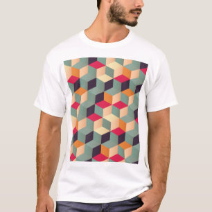 Colourful squares, retro geometric pattern. T-Shirt