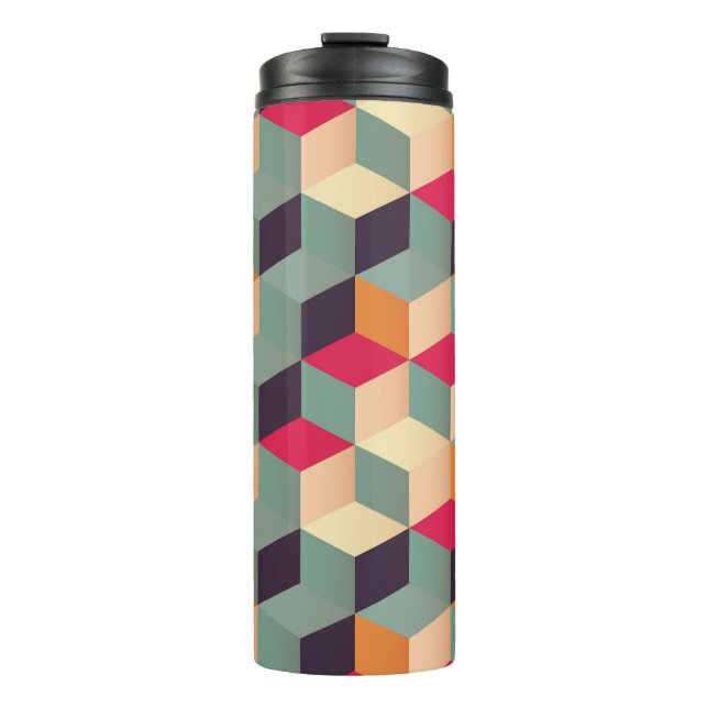 Colourful squares, retro geometric pattern. thermal tumbler (Front)