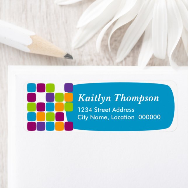 Colourful Squares Return Address Label (Insitu)