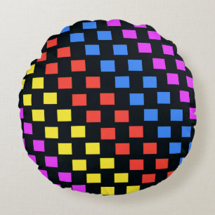 Colourful Squares Round Cushion