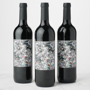 Colourful squares similar to CD parts, dent mosaic Wine Label