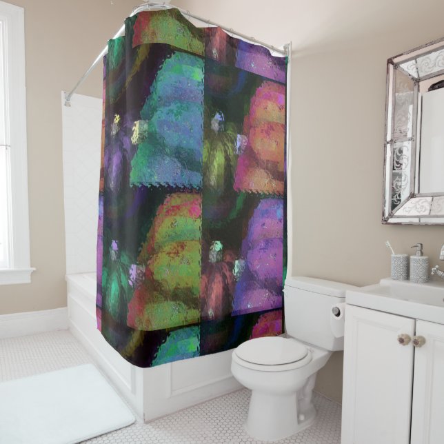 Colourful Squash Quilt Shower Curtain (In Situ)