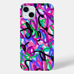 Colourful Squiggles Abstract Art iPhone 15 Mini Case