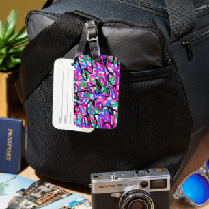 Colourful Squiggles Abstract Art Luggage Tag