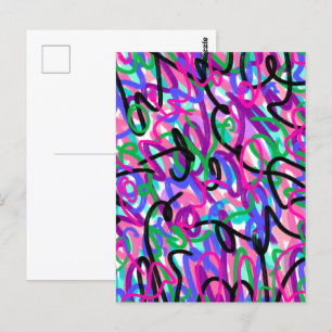 Colourful Squiggles Abstract Art Postcard