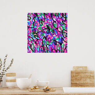 Colourful Squiggles Abstract Art Poster