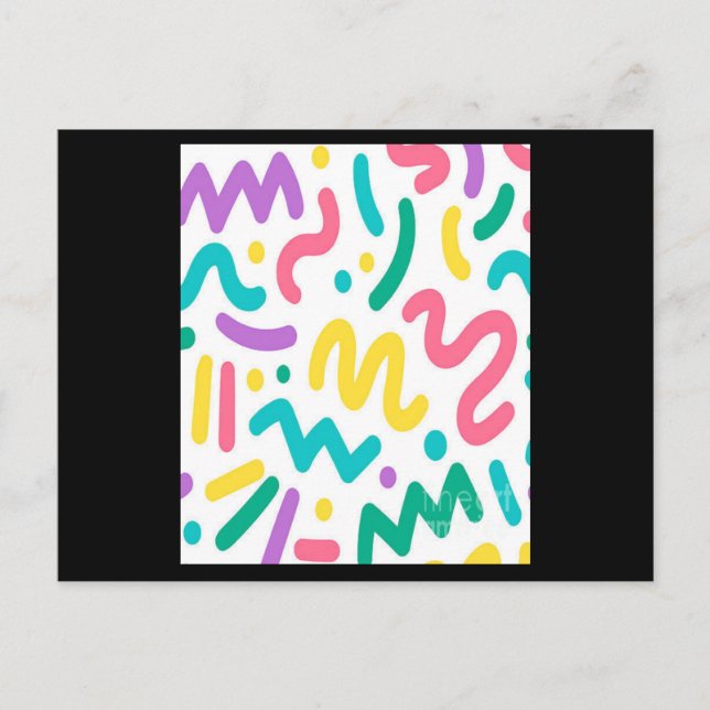 Colourful Squiggles Pattern Postcard (Front)