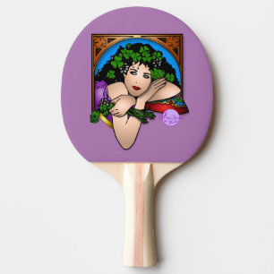 Colourful St Patricks Day Lady Ping Pong Paddle