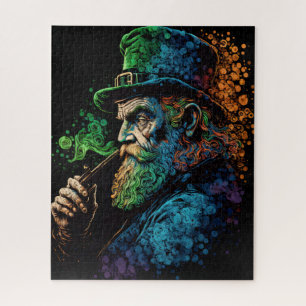 Colourful St Patrick's Leprechaun with Pipe Jigsaw Puzzle