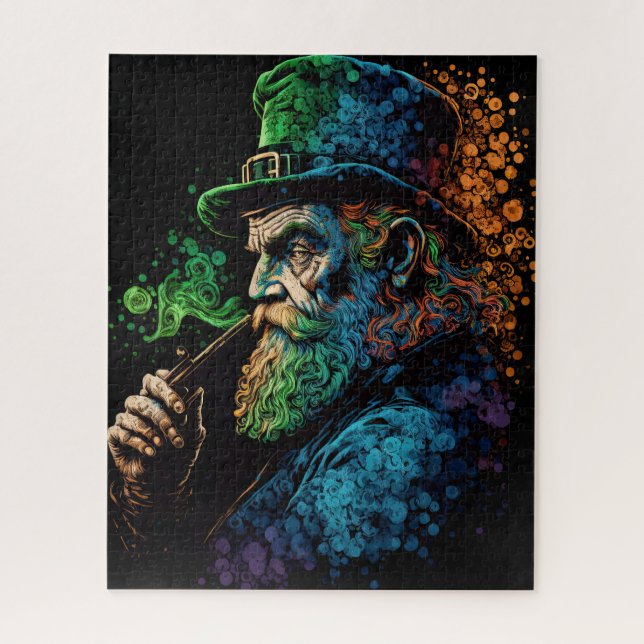 Colourful St Patrick's Leprechaun with Pipe Jigsaw Puzzle (Vertical)