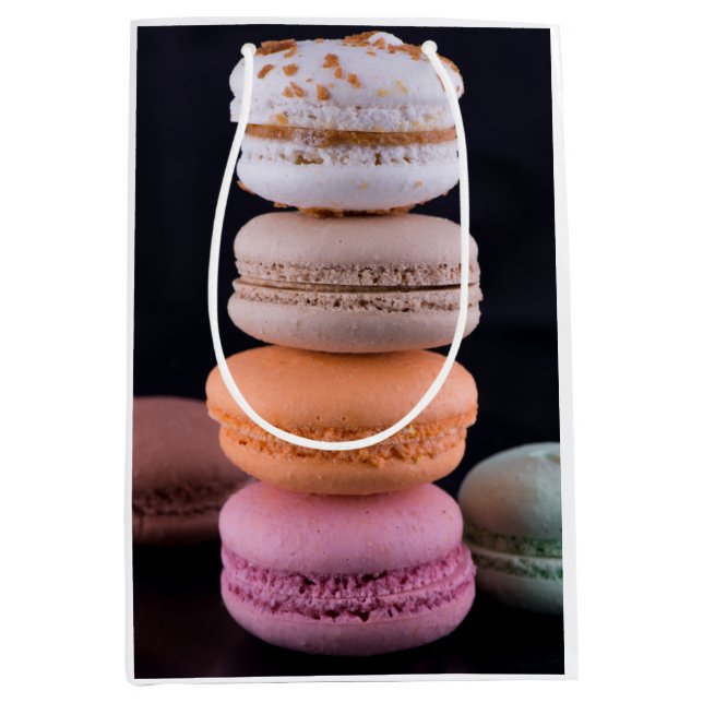 Colourful stack of French Macarons Medium Gift Bag (Front)