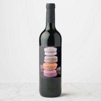Colourful stack of French Macarons Wine Label